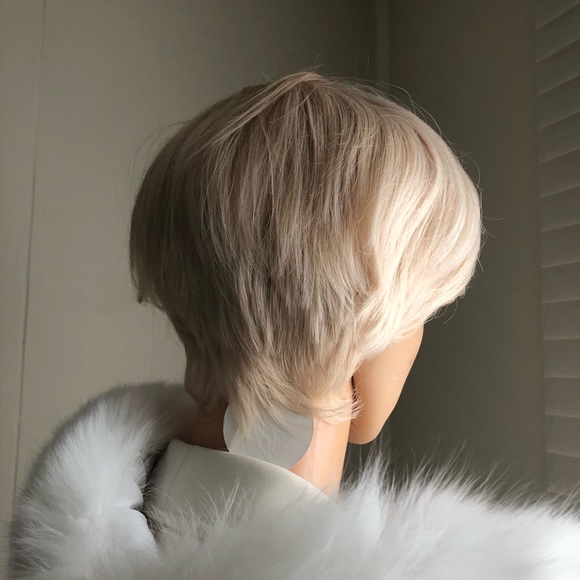 NWT 6-8” Pale blonde pixie warm dimension wig mens womens bangs unisex short - Picture 15 of 16